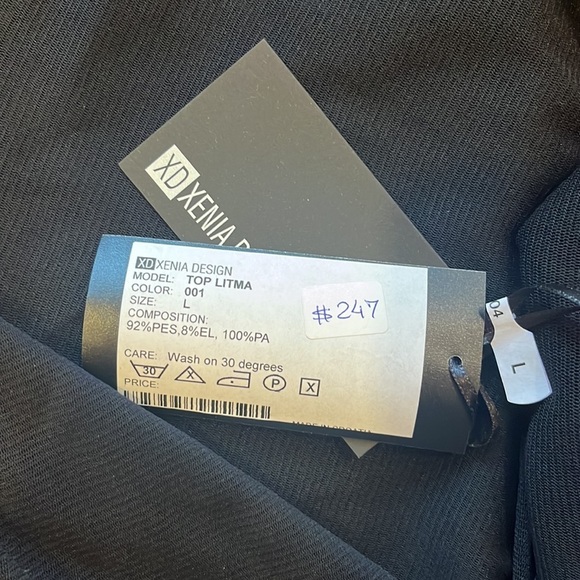 NWT XD Xenia Design Woman’s Black See Through Top Size L - Picture 4 of 4